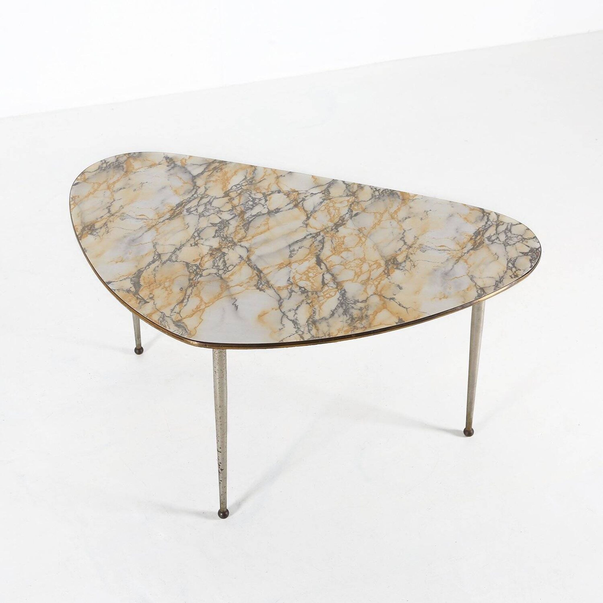 Mid-Century Modern Tripod Coffee Table with Marble Print Top, 1960s