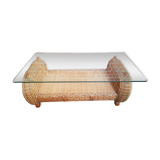 Wicker table glass top