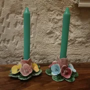 Pair of Italian ceramic candle holders
