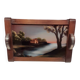 Painted wooden tray. Art Deco, signed Dope