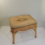 Rectangular woven wicker coffee table /Bamboo /rattan / vintage