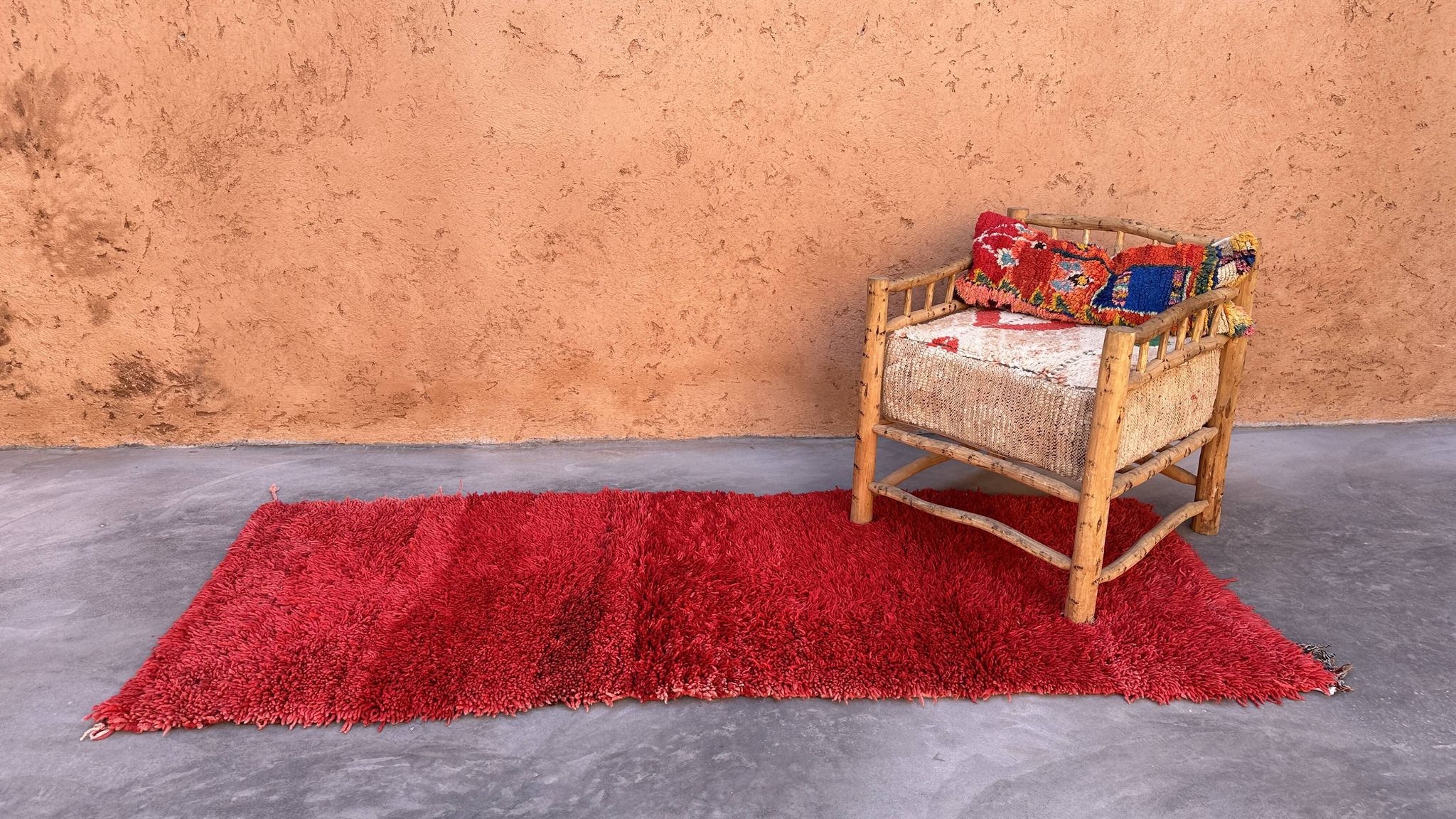 Tapis Marocain Beni M'Guild rouge - 94 x 254 cm