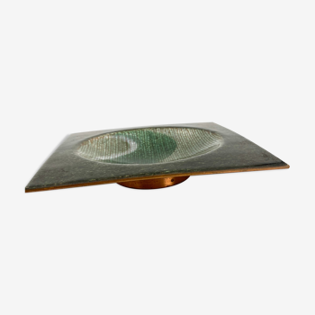 Studio Del Campo, Green Fire-Glazed copper tray, Italy, ca. 1970