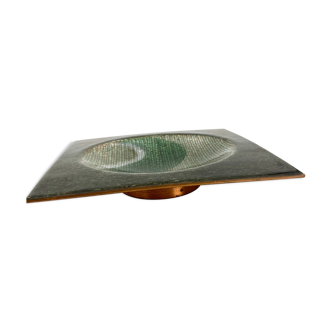 Studio Del Campo, Green Fire-Glazed copper tray, Italy, ca. 1970