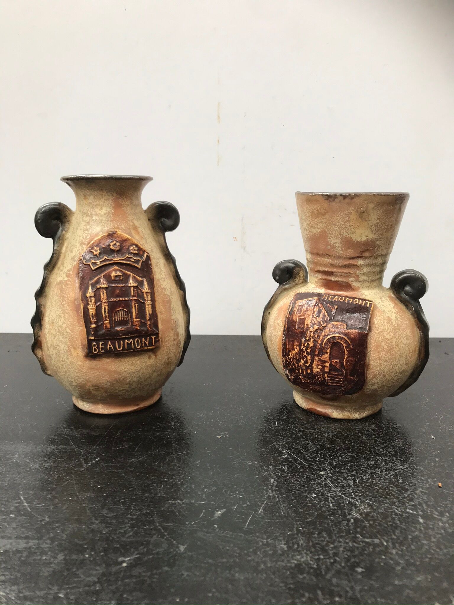 Pair of vase former beaumont terre cuite vintage