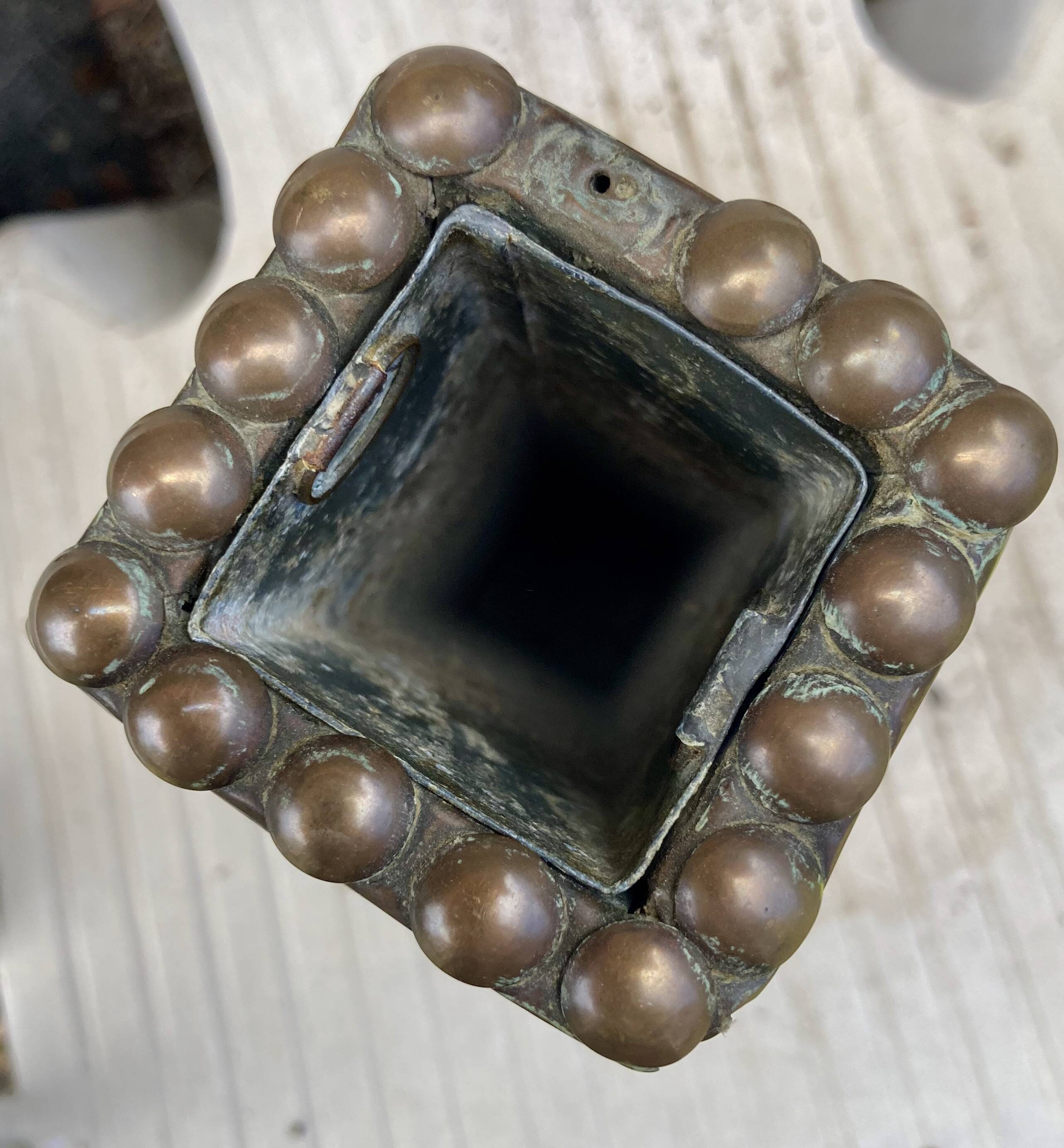 Embossed metal vase by alfred daguet, 1900 art nouveau period