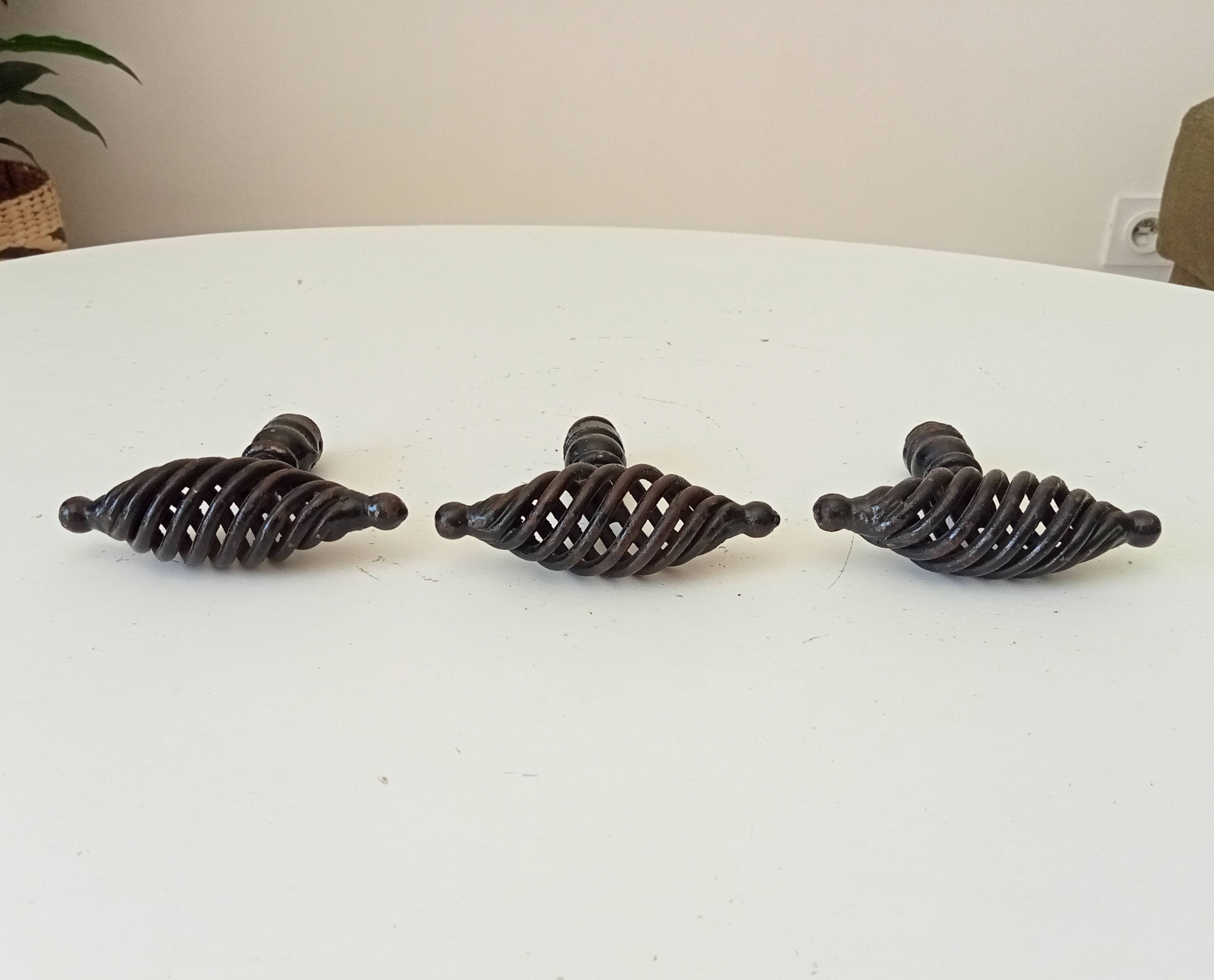 Antique twisted wrought iron door handle