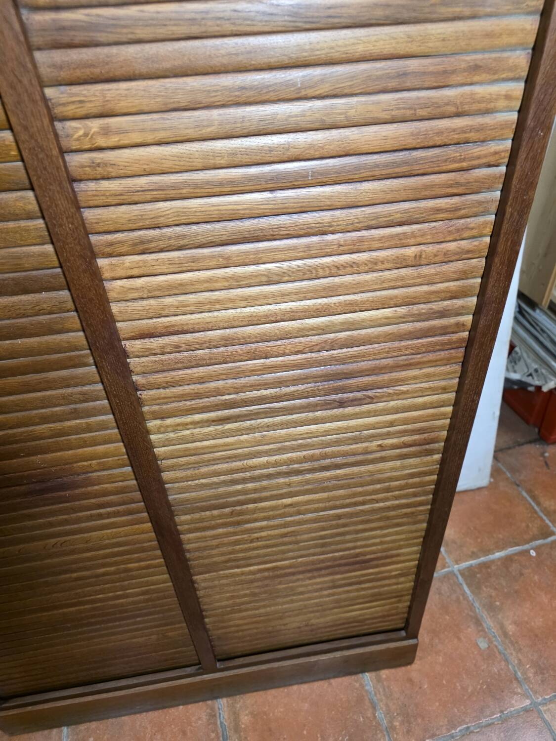 Antique double curtain oak cabinet