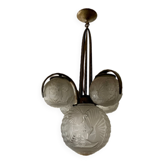 Muller brothers art deco chandelier in Luneville