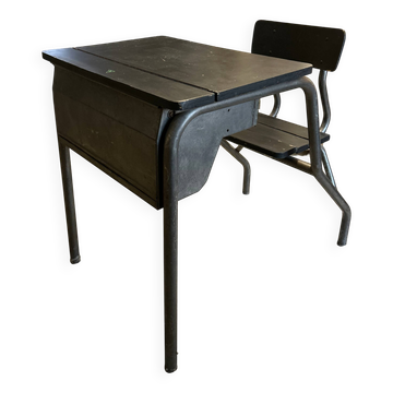 Vintage 1950s school desk / student desk – wood & metal