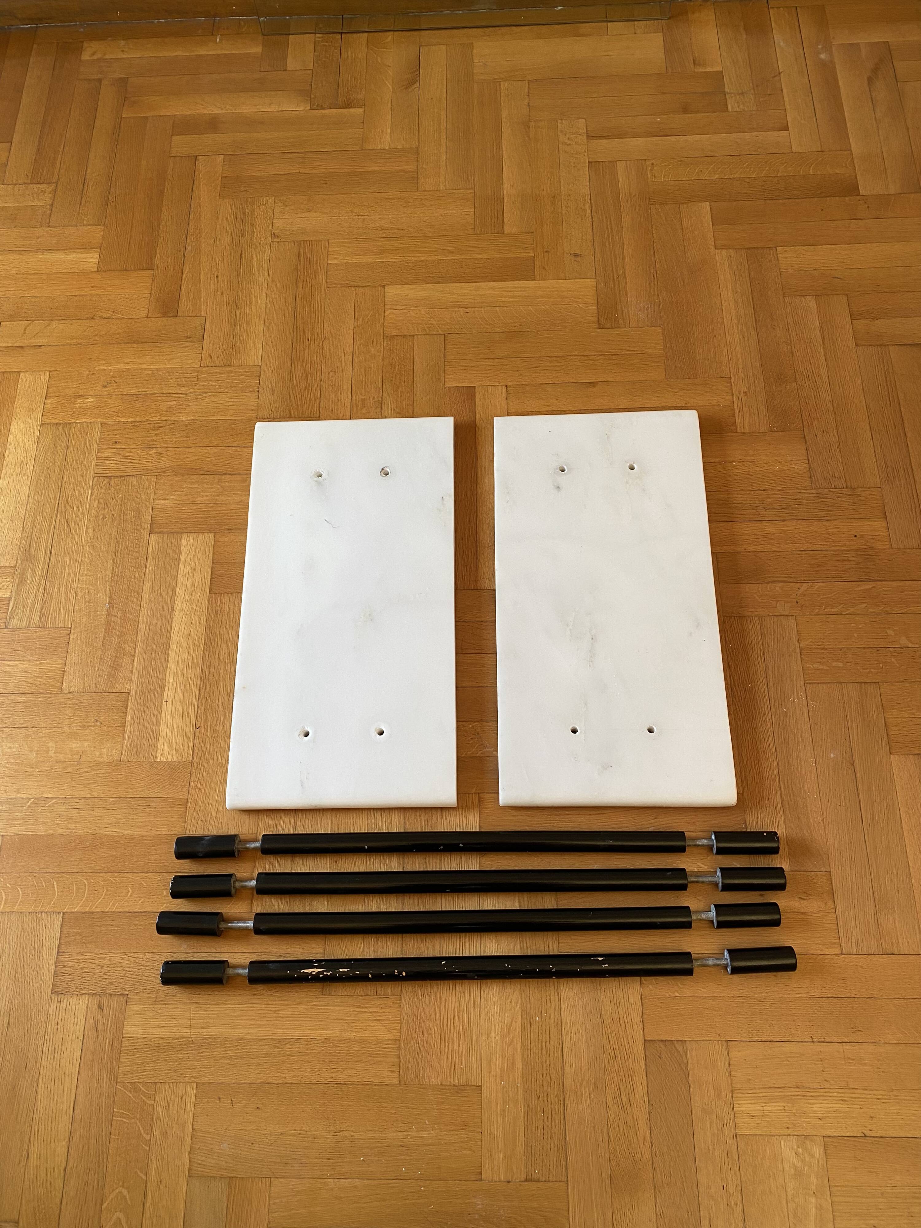 1980s White Marble Rectangular Coffee Table Postmodern Glass