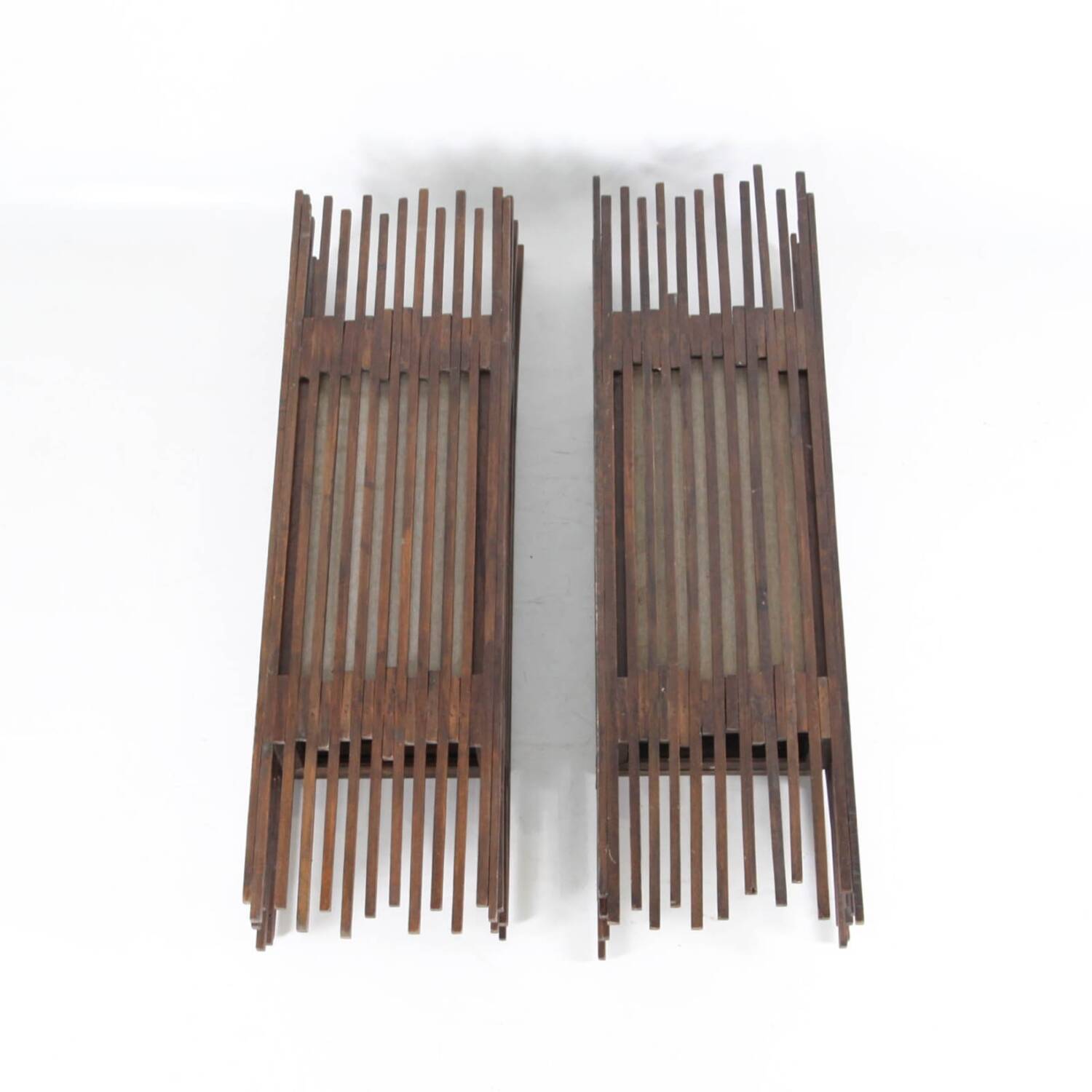 Pair of large wooden wall lights