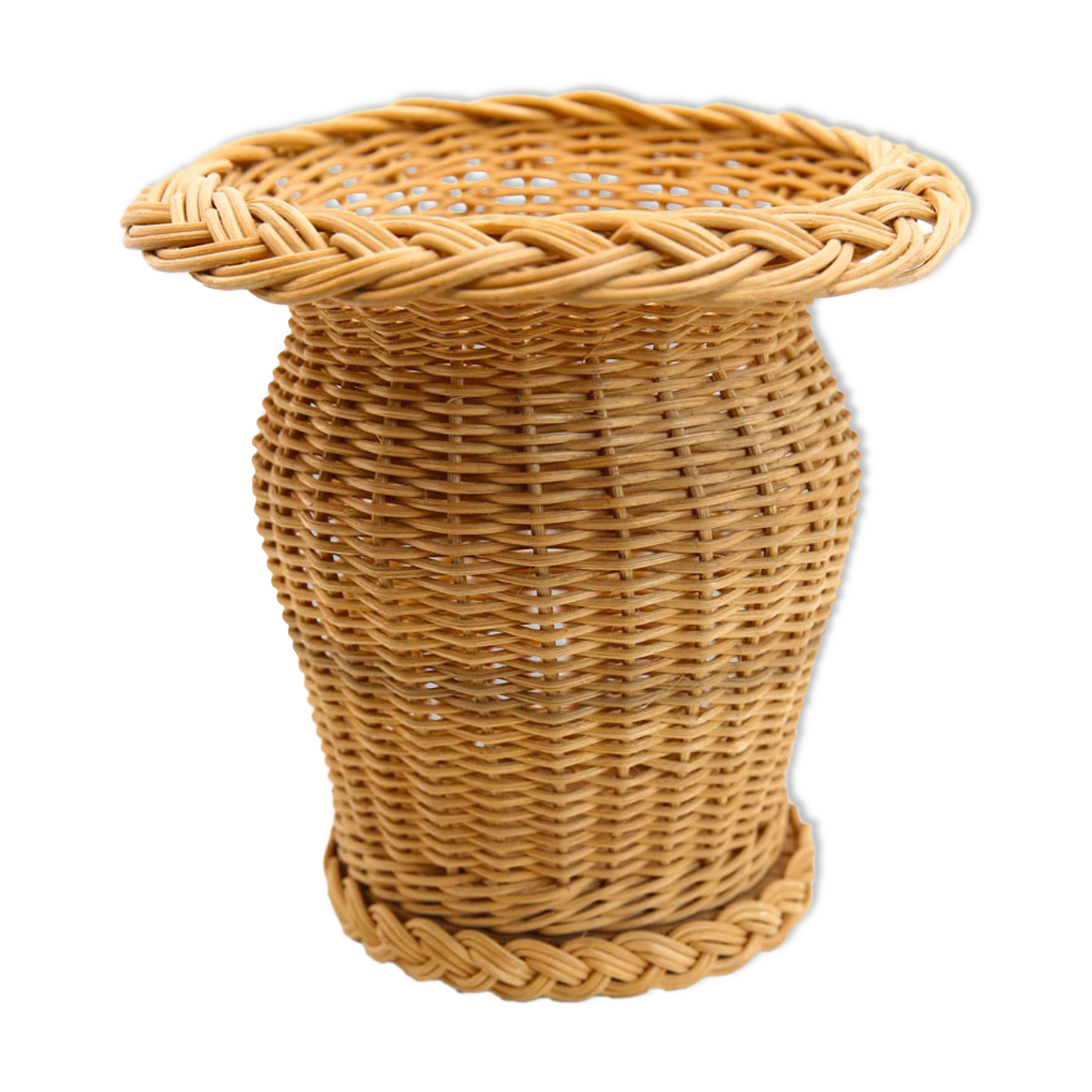 Handcrafted and vintage woven rattan/wicker vase