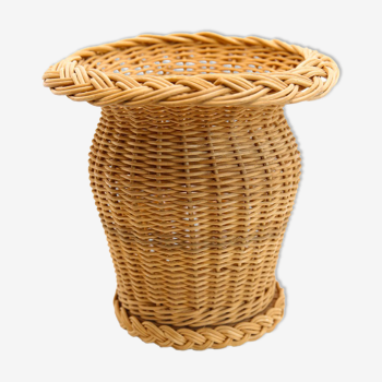 Handcrafted and vintage woven rattan/wicker vase