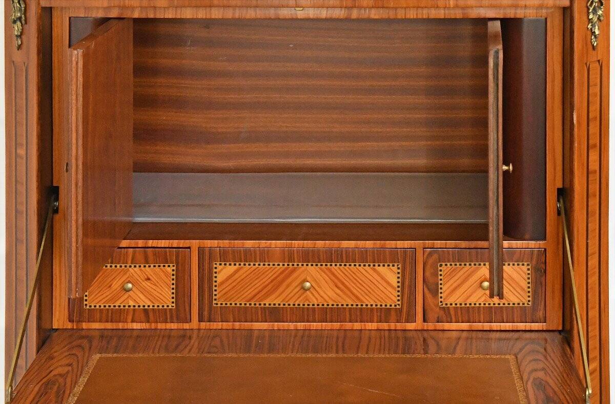 Transitional style secretary in marquetry