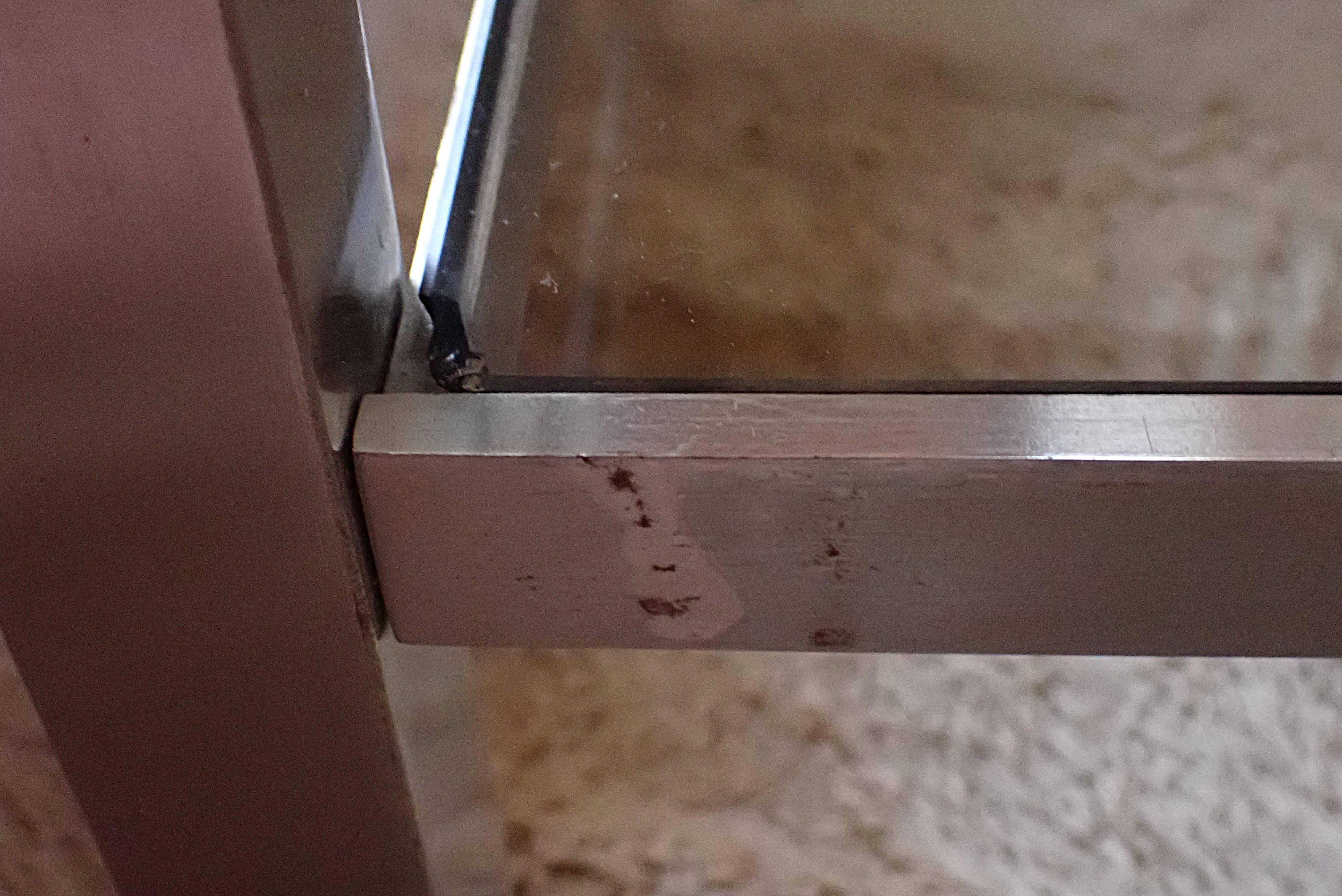 Brushed steel coffee table frame without glass - 1970s