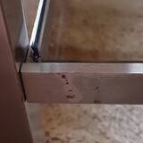 Brushed steel coffee table frame without glass - 1970s