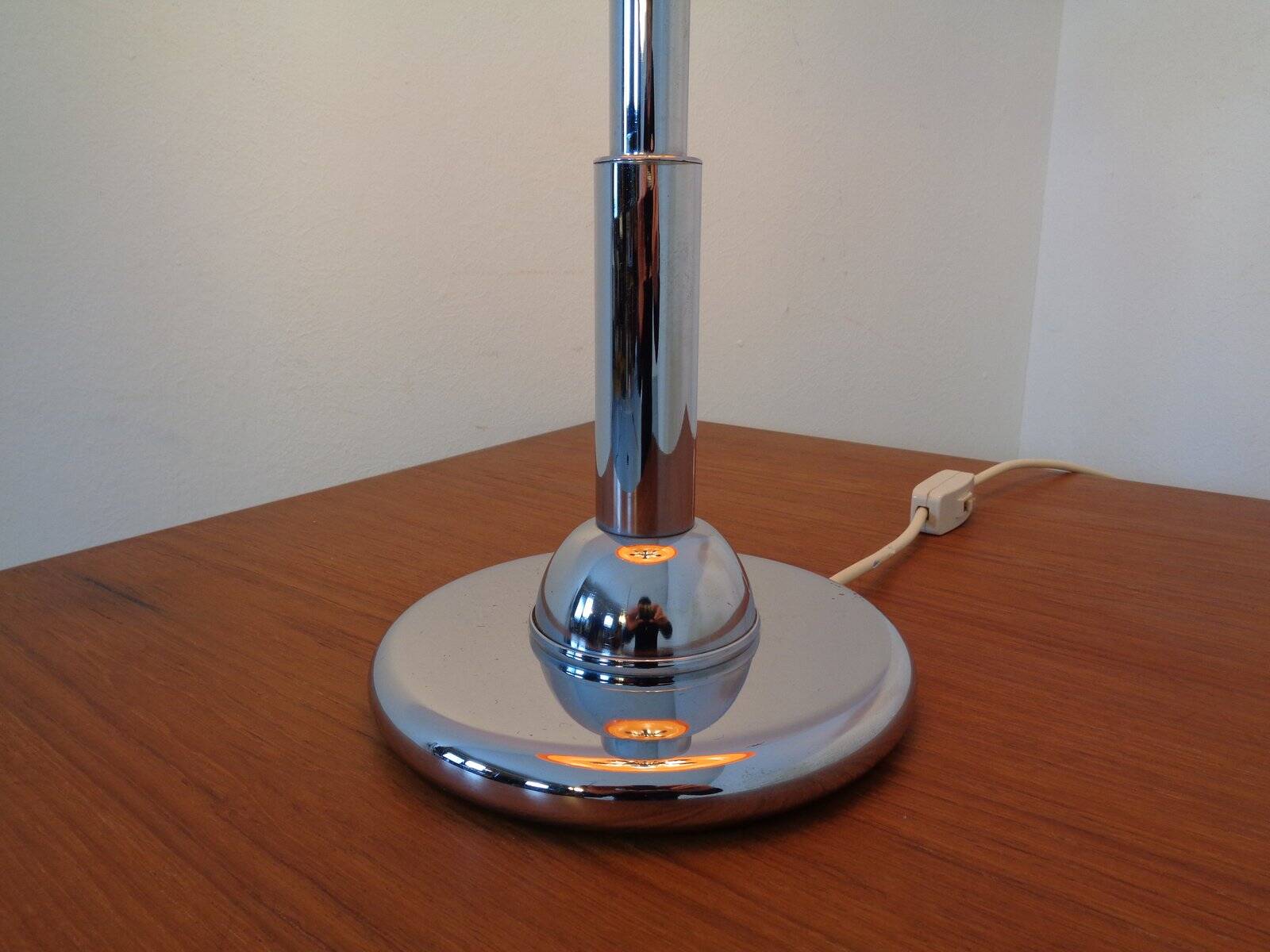 Italian orange plastic and chrome table lamp, 1960s