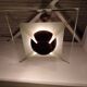 Modernist art deco chandelier/pendant lamp in glass and metal
