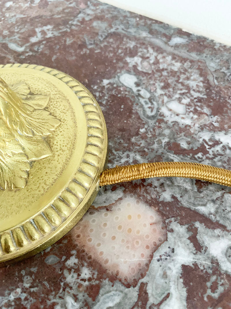 Glass and brass table lamp