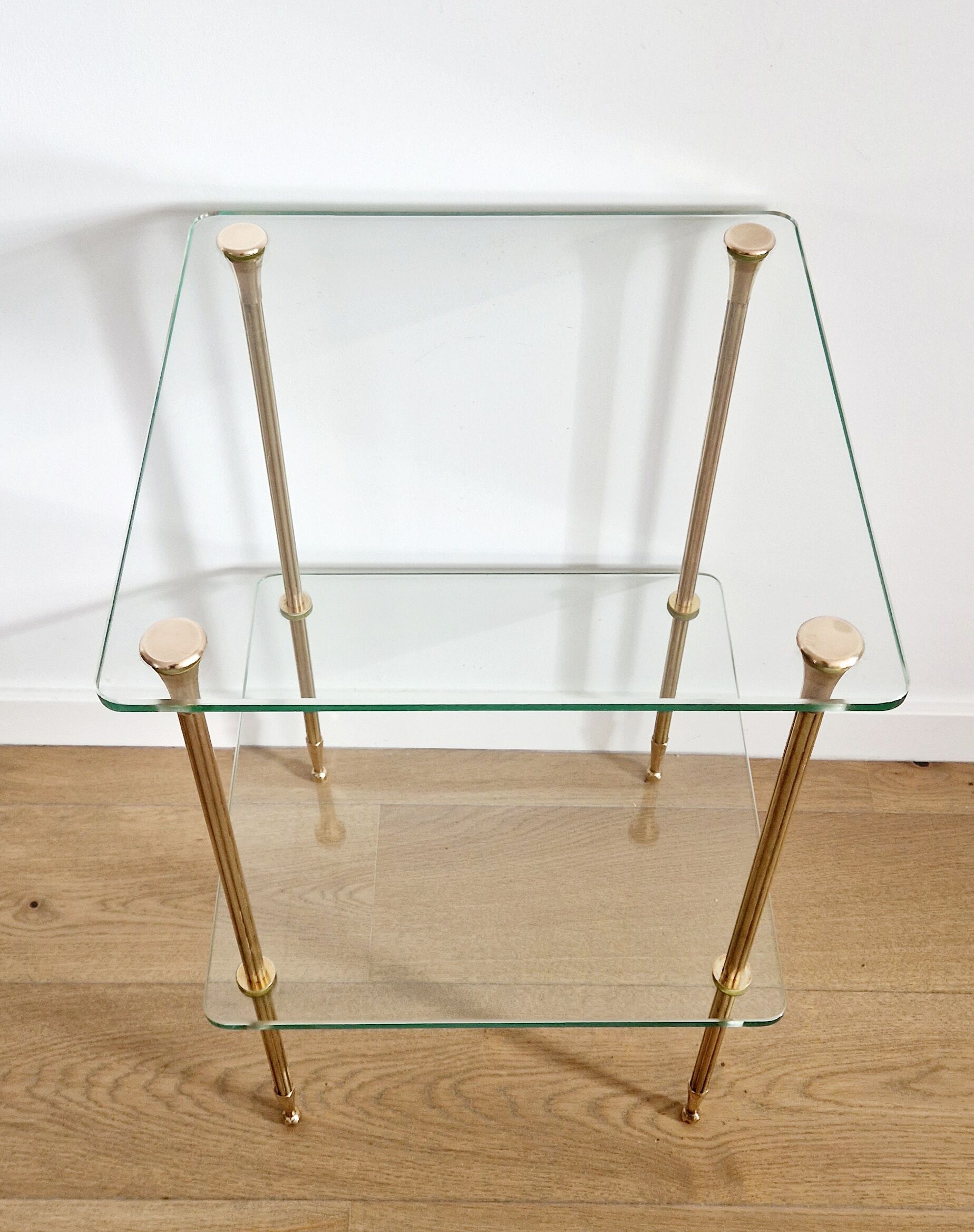 Glass and brass side table 70s