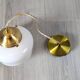 Antique opaline and brass pendant light – vintage globe 15 cm