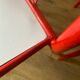 4 red metal chairs by Mallet-Stevens