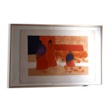 Lithograph by Bernard Cathelin, Mexican Market, 1965