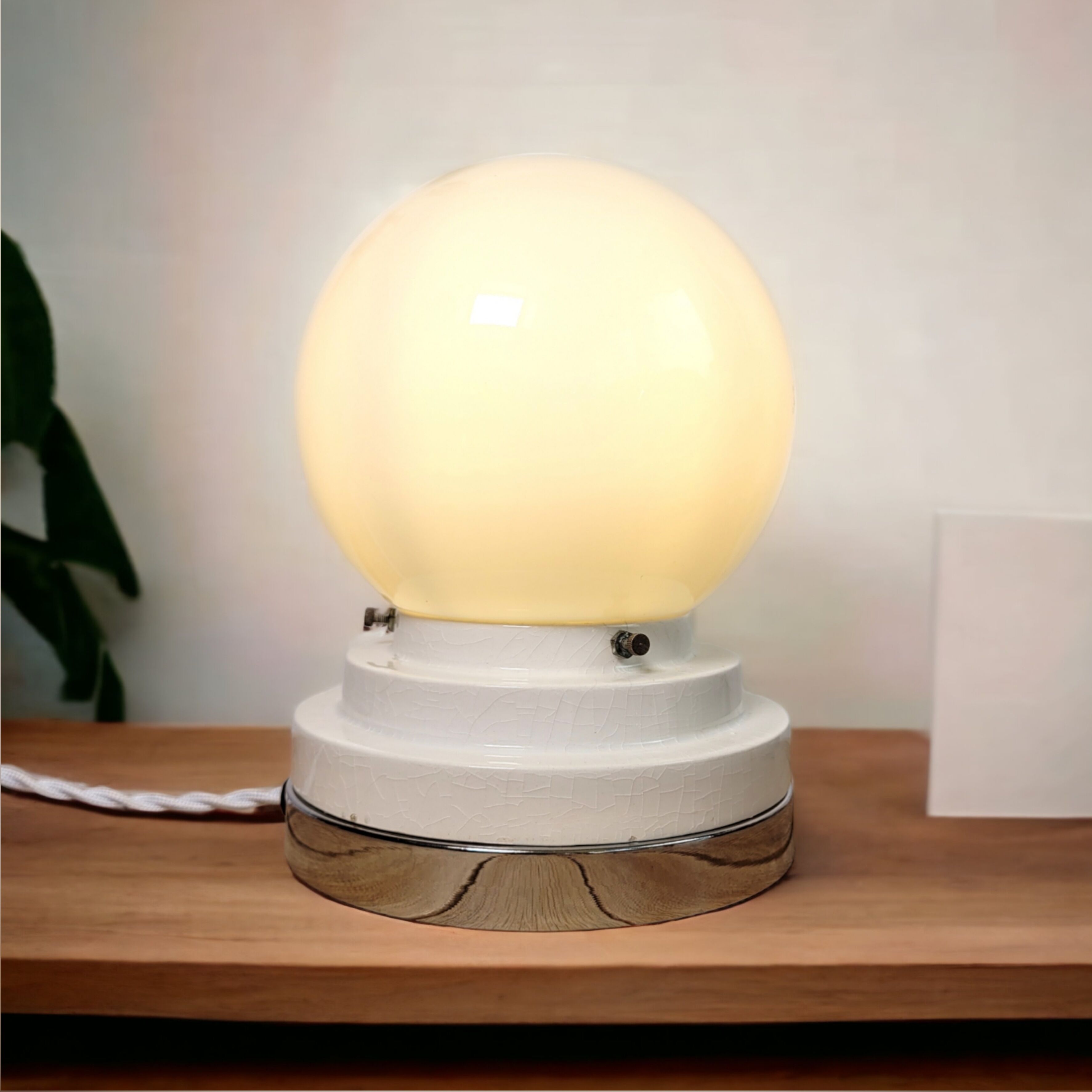 Vintage ceramic and chrome globe lamp