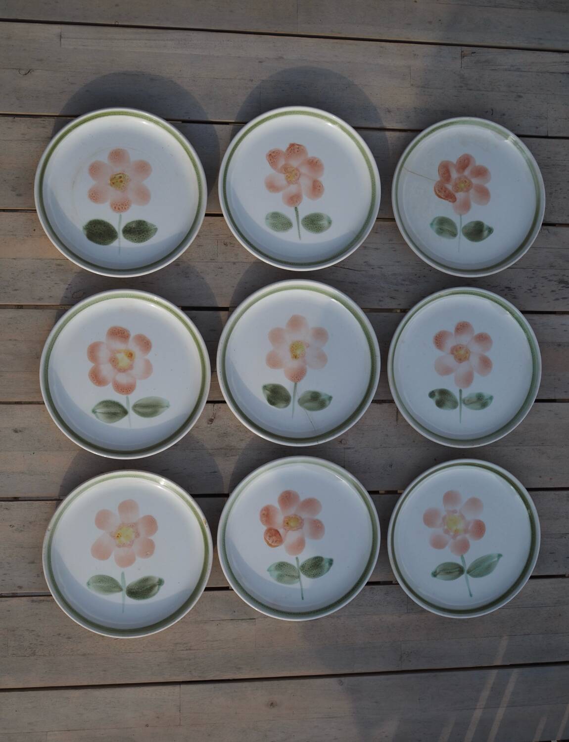 9 Sarreguemines plates, Régine model (Rare)