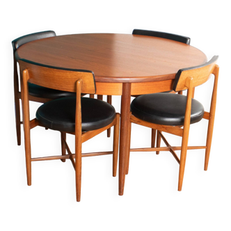 Table à manger et 4 quatre chaises GPlan Fresco rétro en teck des années 1960 par Victor Wilkins