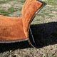 Chrome steel armchair and orange fabric by Vittorio Introini