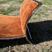 Chrome steel armchair and orange fabric by Vittorio Introini