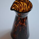 Vintage leopard pattern speckled glass vase or jug attributed to Murano