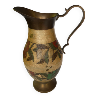 Enamelled brass pitcher