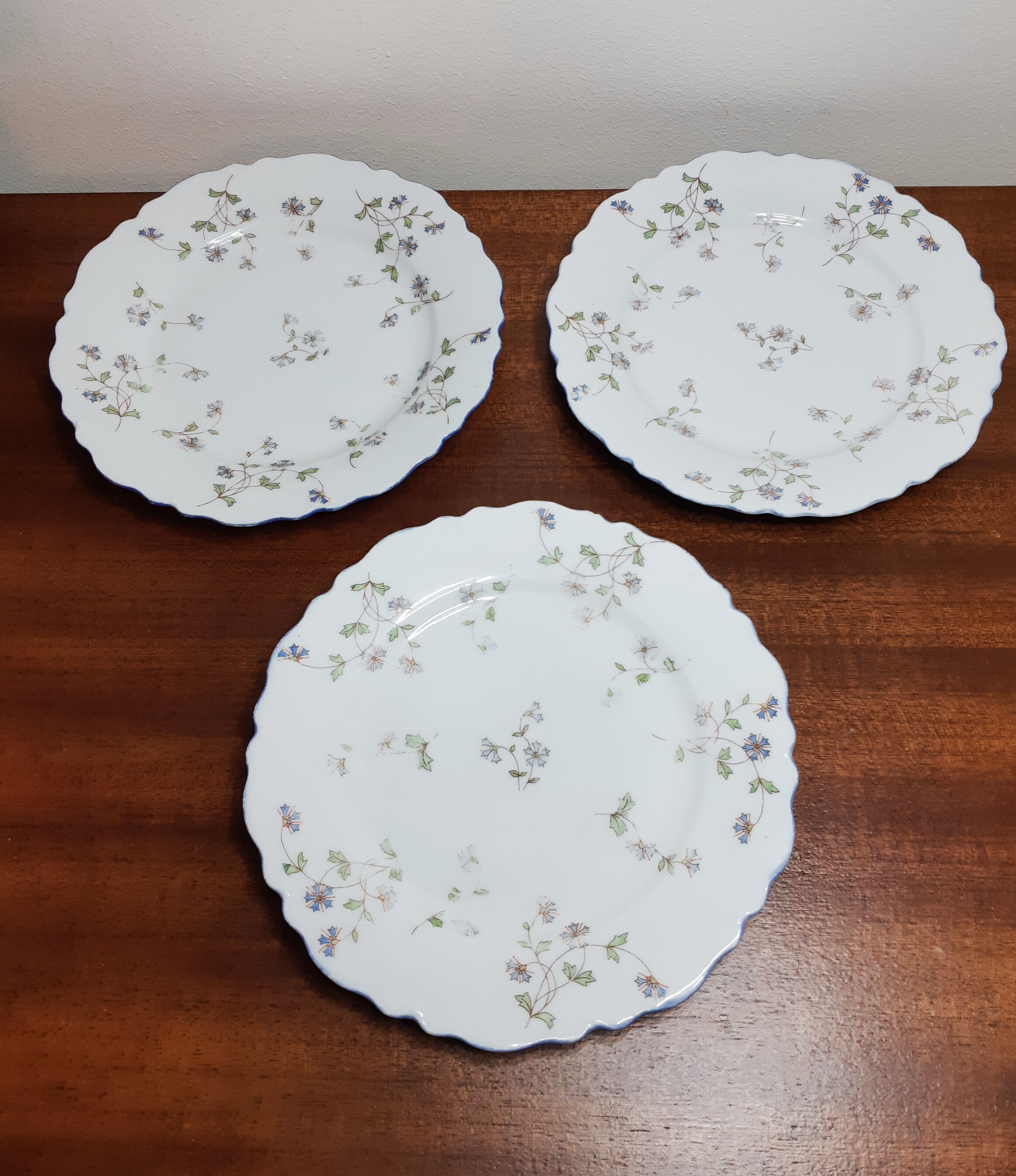 Set of 3 dessert plates o & eg royal austria barbeaux decor 1884-1918