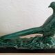 Grand Faisan en céramique émaillée vert émeraude Art Déco – 43 cm
