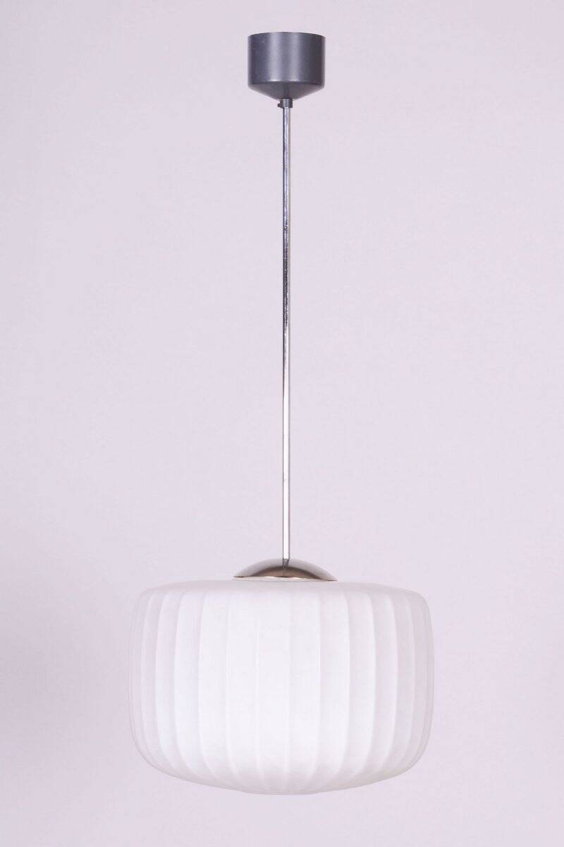 Mid-Century Chandelier in Chromed and Blackened Steel, Czech, 1950s