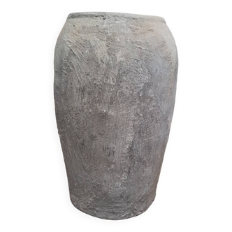 Old gray terracotta pot