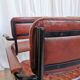 Set of 6 Vintage Cognac Leather Dining Chairs: Quilted Industrial Armchair