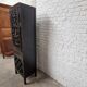Cabinet chinois vintage noir patiné – porte sculptée ajourée – esprit
