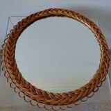 Pretty Soleil rattan mirror, 1950s