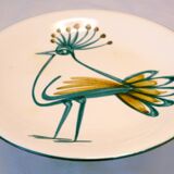 Plat à décor d'oiseau par Robert Picault 1950