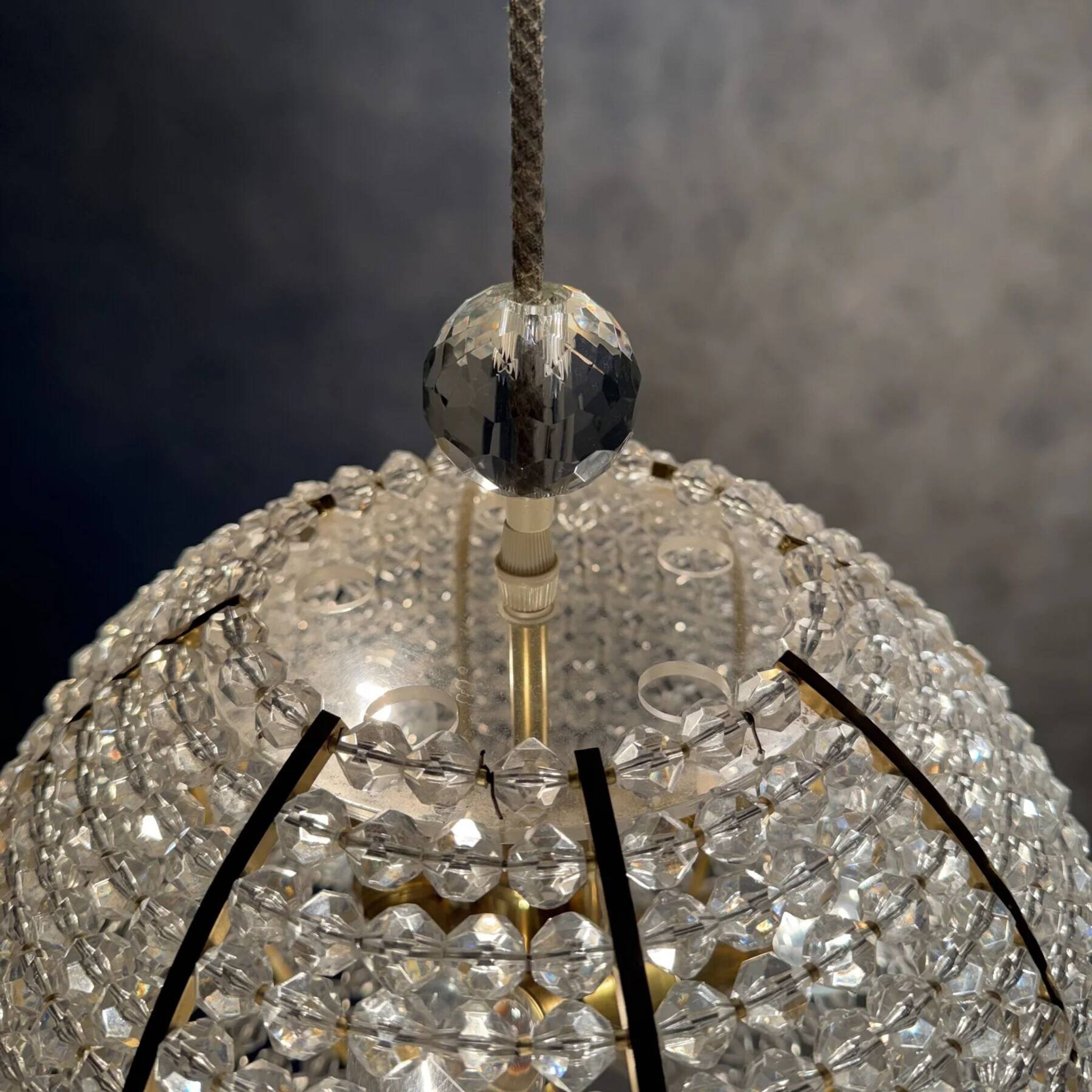 Brass & acrylic ball hanging lamp pendant by Emil Stejnar, 1950s