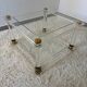 70s brass plexi coffee table
