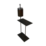 Modernist ashtray in black lacquered metal and brass