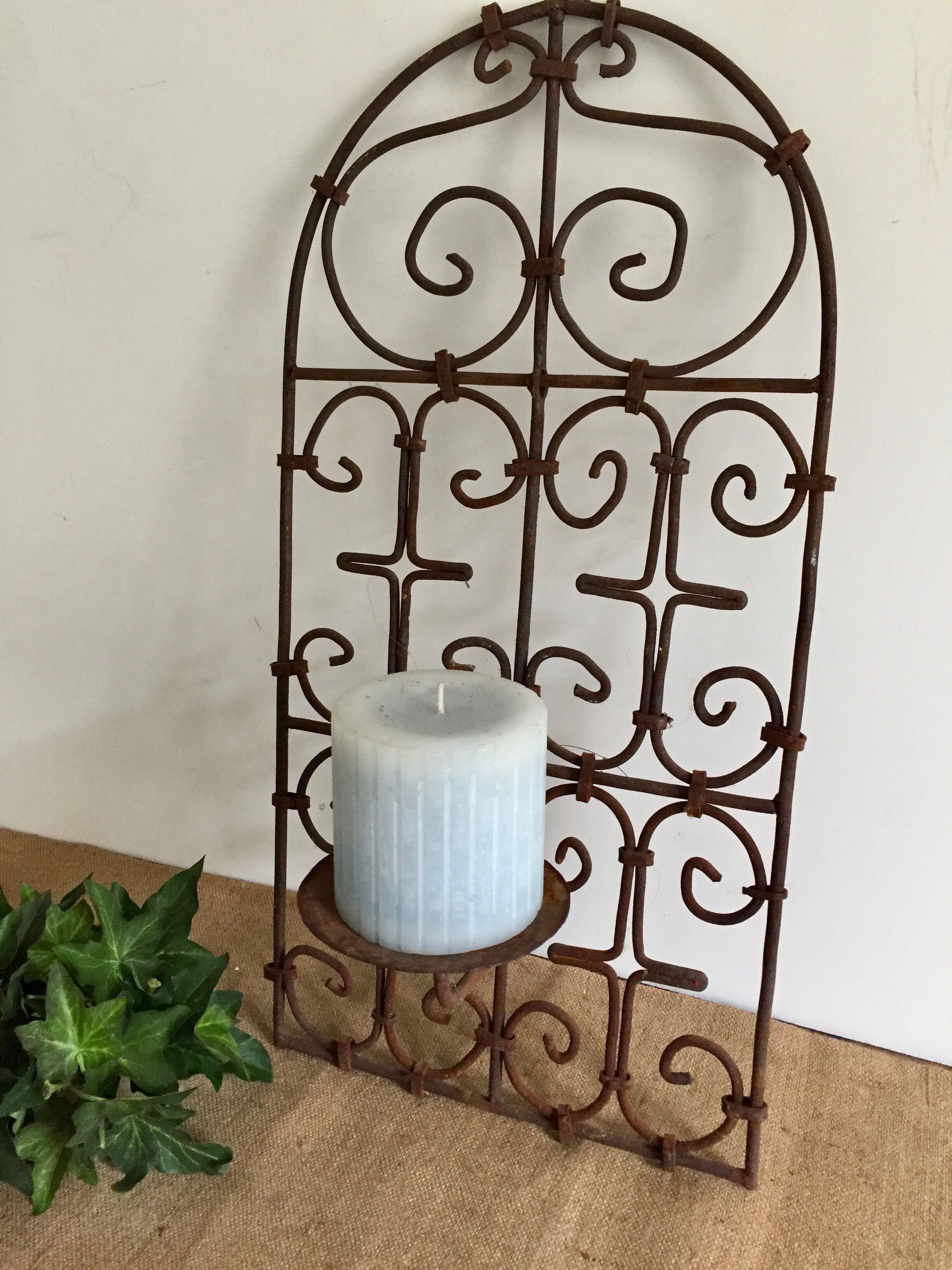 Wrought iron picnic, wall lamp, candleholder