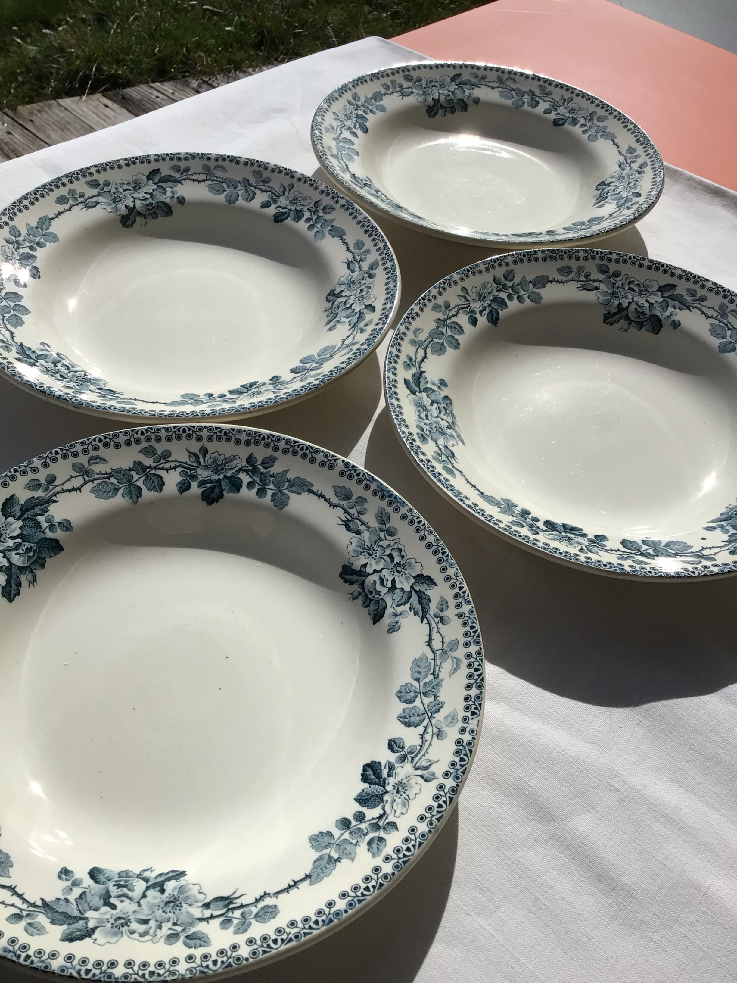 5 assiettes creuses Terre de Fer modèle Guadeloupe Debray bleu