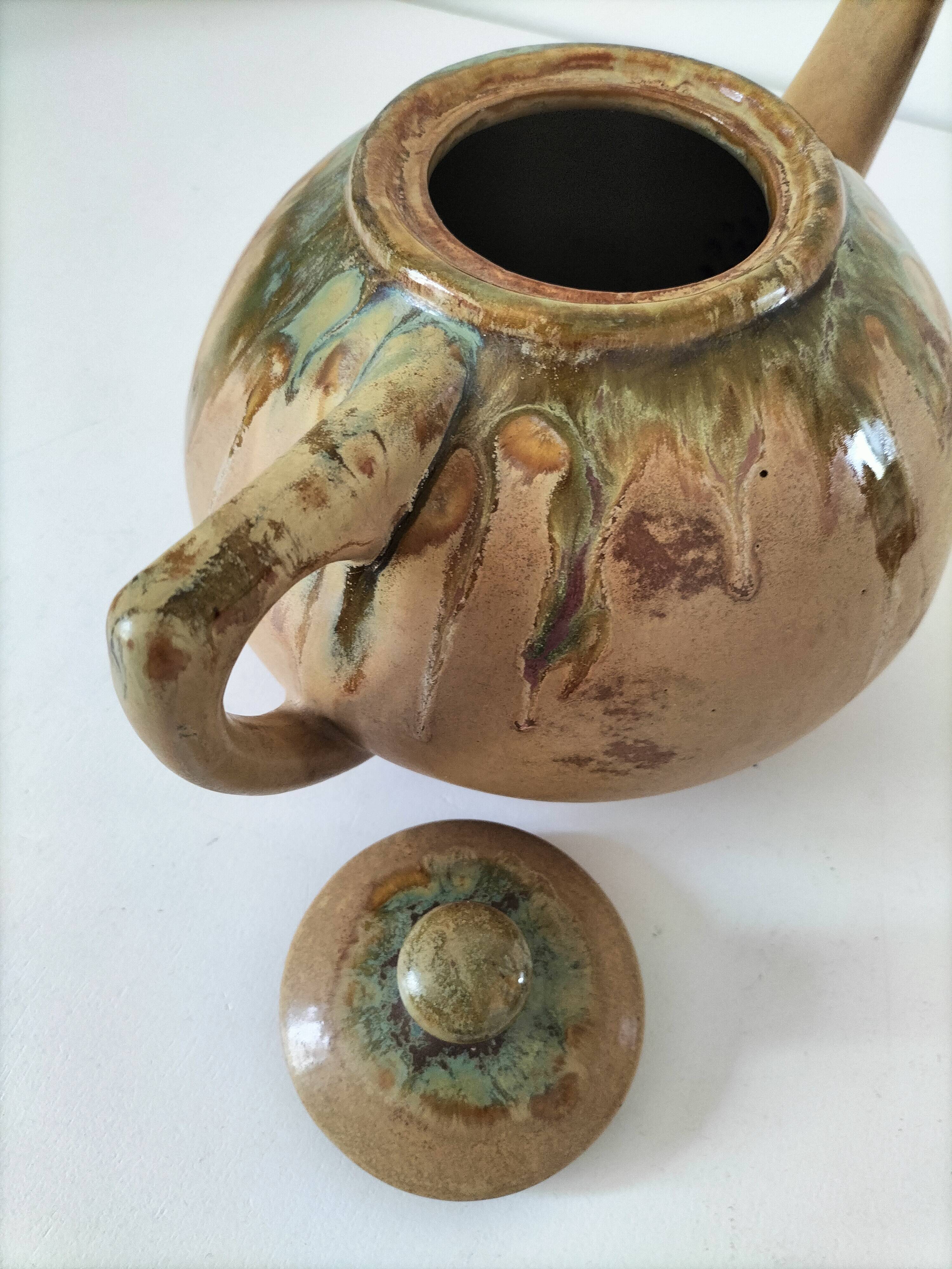 Grandet teapot in flamed stoneware Pierrefonds – Heraldic Faience