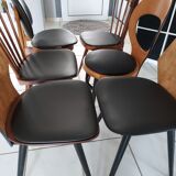 Suite de 6 chaises Bistrot Baumann dépareillées vintage